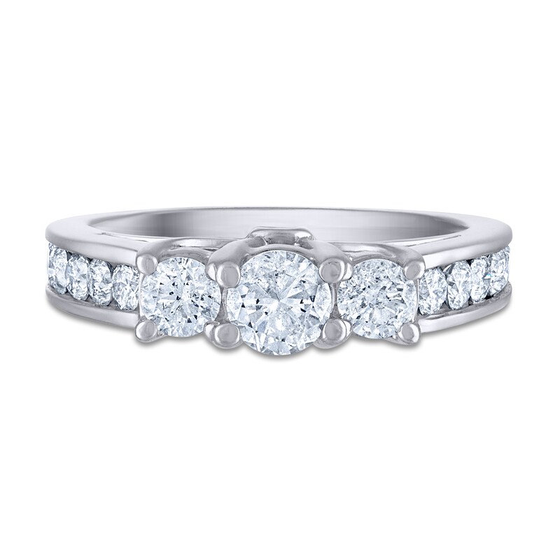 Main Image 1 of Diamond 3-Stone Engagement Ring 1-1/2 ct tw Round 14K White Gold