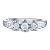 Thumbnail Image 0 of Diamond 3-Stone Engagement Ring 1/2 ct tw Round/Baguette 14K White Gold