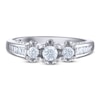 Thumbnail Image 1 of Diamond 3-Stone Engagement Ring 1/2 ct tw Round/Baguette 14K White Gold
