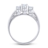 Thumbnail Image 2 of Diamond 3-Stone Engagement Ring 1/2 ct tw Round/Baguette 14K White Gold