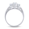 Thumbnail Image 3 of Diamond 3-Stone Engagement Ring 1/2 ct tw Round/Baguette 14K White Gold