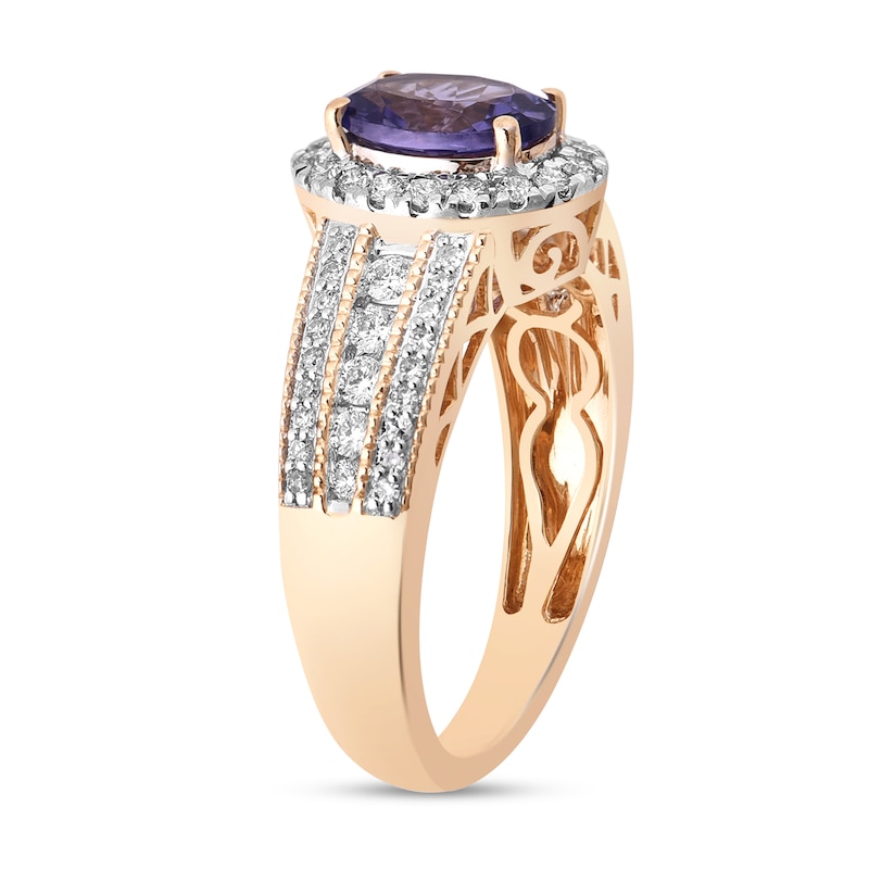 Main Image 2 of Natural Tanzanite Engagement Ring 1/2 ct tw Diamonds 14K Yellow Gold