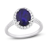 Thumbnail Image 1 of Natural Blue Opal Engagement Ring 1/3 ct tw Diamonds 14K White Gold