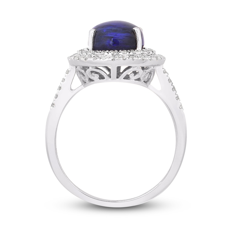 Main Image 3 of Natural Opal Engagement Ring 1/2 ct tw Diamonds 14K White Gold