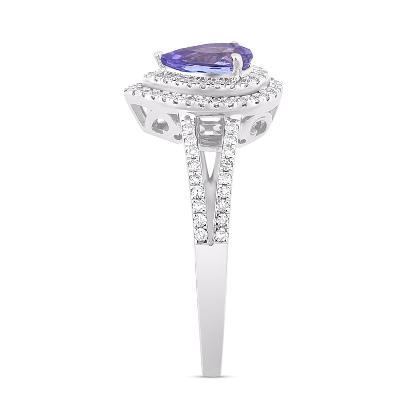 Natural Tanzanite Engagement Ring 1/4 ct tw Diamonds 14K White Gold