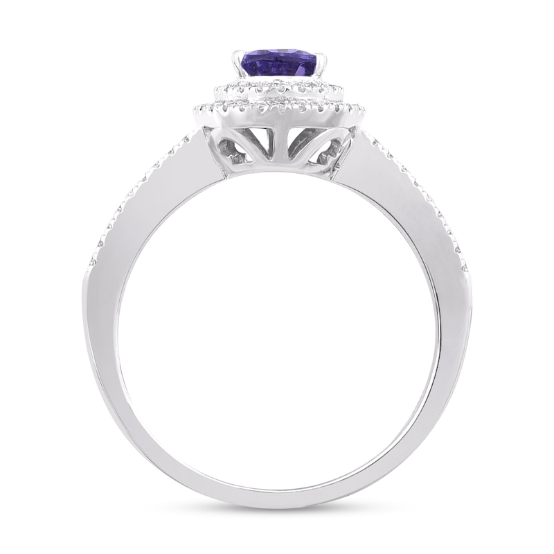 Main Image 3 of Natural Tanzanite Engagement Ring 1/4 ct tw Diamonds 14K White Gold