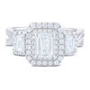 Thumbnail Image 0 of Diamond 3-Stone Engagement Ring 2 ct tw Emerald/Round 14K White Gold