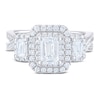 Thumbnail Image 1 of Diamond 3-Stone Engagement Ring 2 ct tw Emerald/Round 14K White Gold