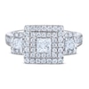Thumbnail Image 1 of Diamond 3-Stone Engagement Ring 1-1/2 ct tw Round/Princess/Baguette 14K White Gold