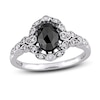Thumbnail Image 1 of Black Diamond Engagement Ring 1 ct tw Round/Oval 14K White Gold