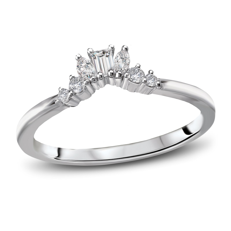 Main Image 1 of Diamond Anniversary Ring 1/5 ct tw Marquise/Baguette/Round 14K White Gold