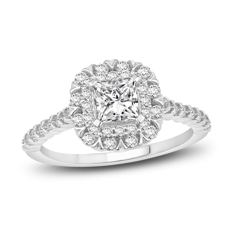 Main Image 1 of Diamond Engagement Ring 1 ct tw Princess/Round 14K White Gold
