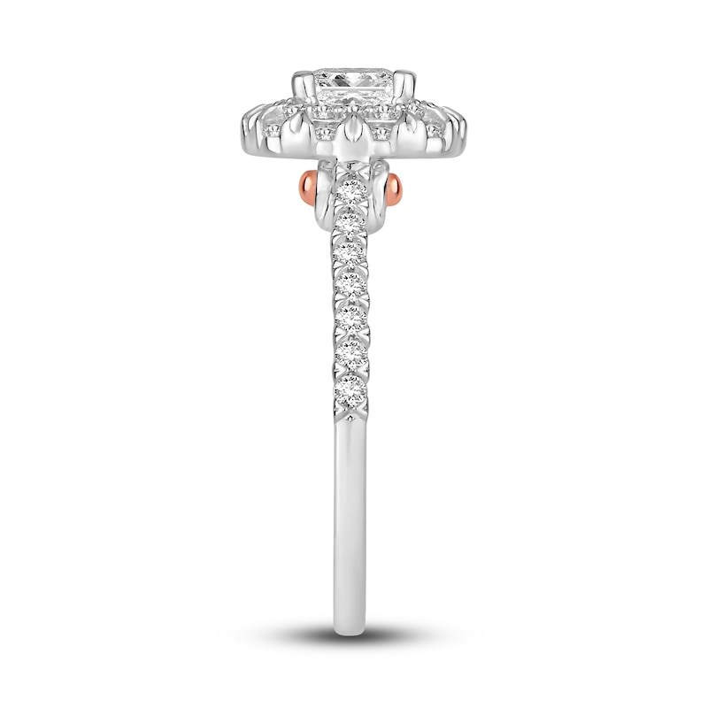 Main Image 2 of Diamond Engagement Ring 1 ct tw Princess/Round 14K White Gold