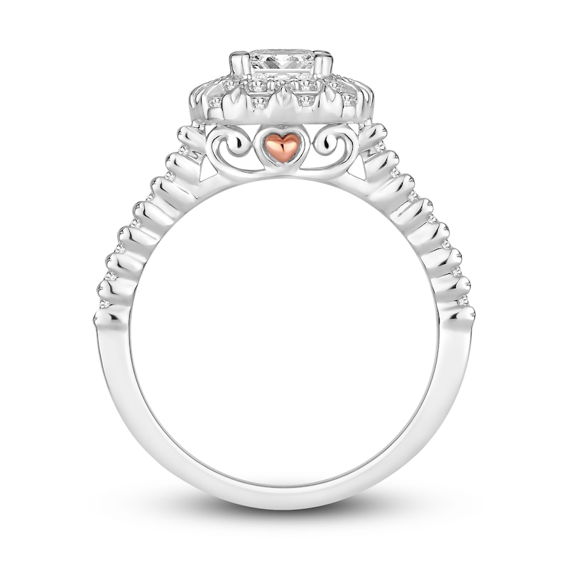 Main Image 3 of Diamond Engagement Ring 1 ct tw Princess/Round 14K White Gold