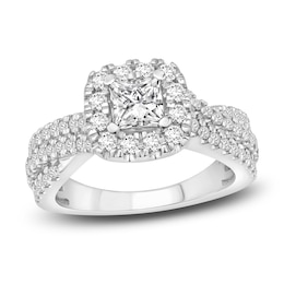 Diamond Engagement Ring 1-1/4 ct tw Princess/Round 14K White Gold