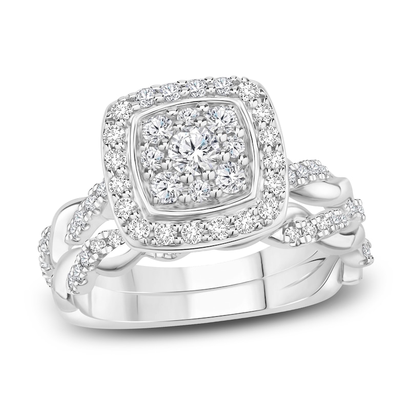 Main Image 1 of Diamond Bridal Set 7/8 ct tw Round 14K White Gold