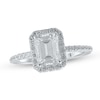 Thumbnail Image 0 of Lab-Created Diamond Engagement Ring 2 ct tw Emerald/Round 14K White Gold