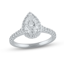 Lab-Created Diamond Engagement Ring 2 ct tw Pear-shaped/Round 14K White Gold