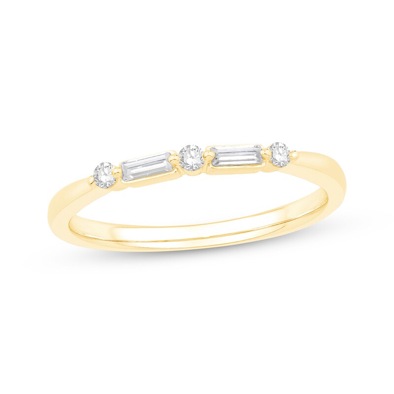 Main Image 1 of Diamond Anniversary Ring 1/5 ct tw Round/Baguette 14K Yellow Gold