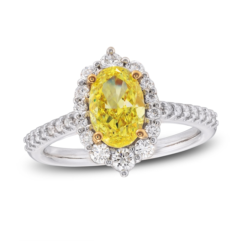 Main Image 1 of Yellow Lab-Grown Diamond Engagement Ring 2 ct tw Round 14K Two-Tone