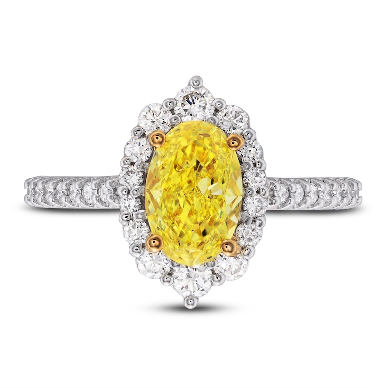 Main Image 3 of Yellow Lab-Grown Diamond Engagement Ring 2 ct tw Round 14K Two-Tone