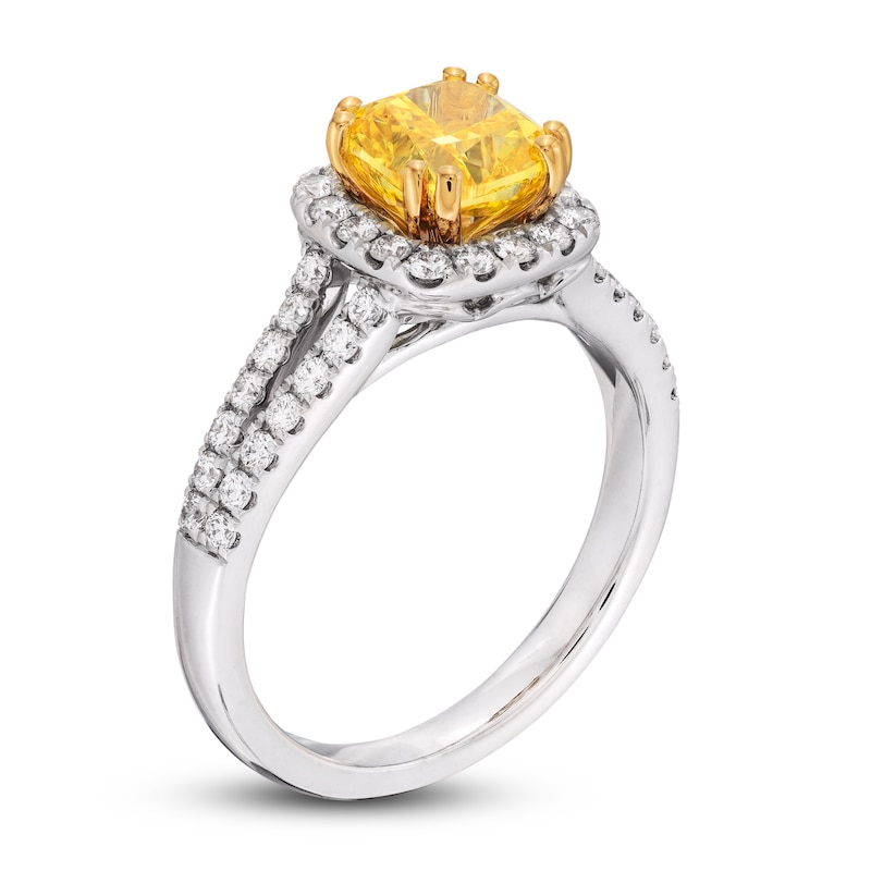 Yellow Lab-Created Diamond Engagement Ring 2 ct tw Round 14K Two-Tone