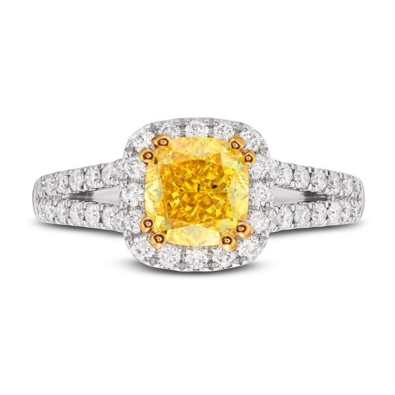 Yellow Lab-Created Diamond Engagement Ring 2 ct tw Round 14K Two-Tone