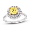 Thumbnail Image 1 of Yellow Lab-Grown Diamond Engagement Ring 1-1/2 ct tw Round 14K Two-Tone
