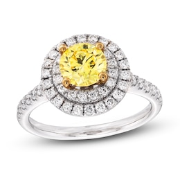 Yellow Lab-Created Diamond Engagement Ring 1-1/2 ct tw Round 14K Two-Tone