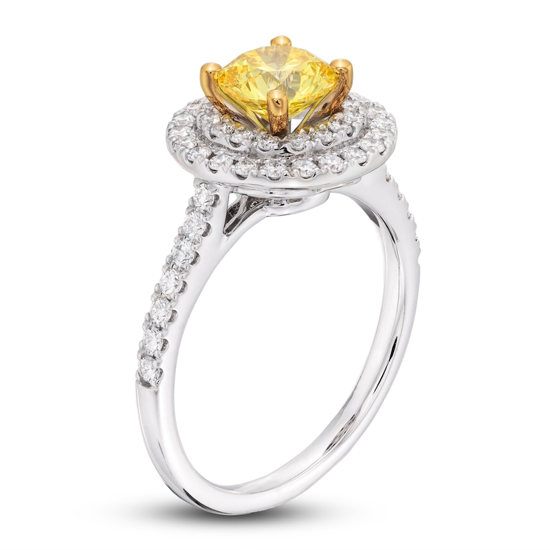 Main Image 2 of Yellow Lab-Grown Diamond Engagement Ring 1-1/2 ct tw Round 14K Two-Tone