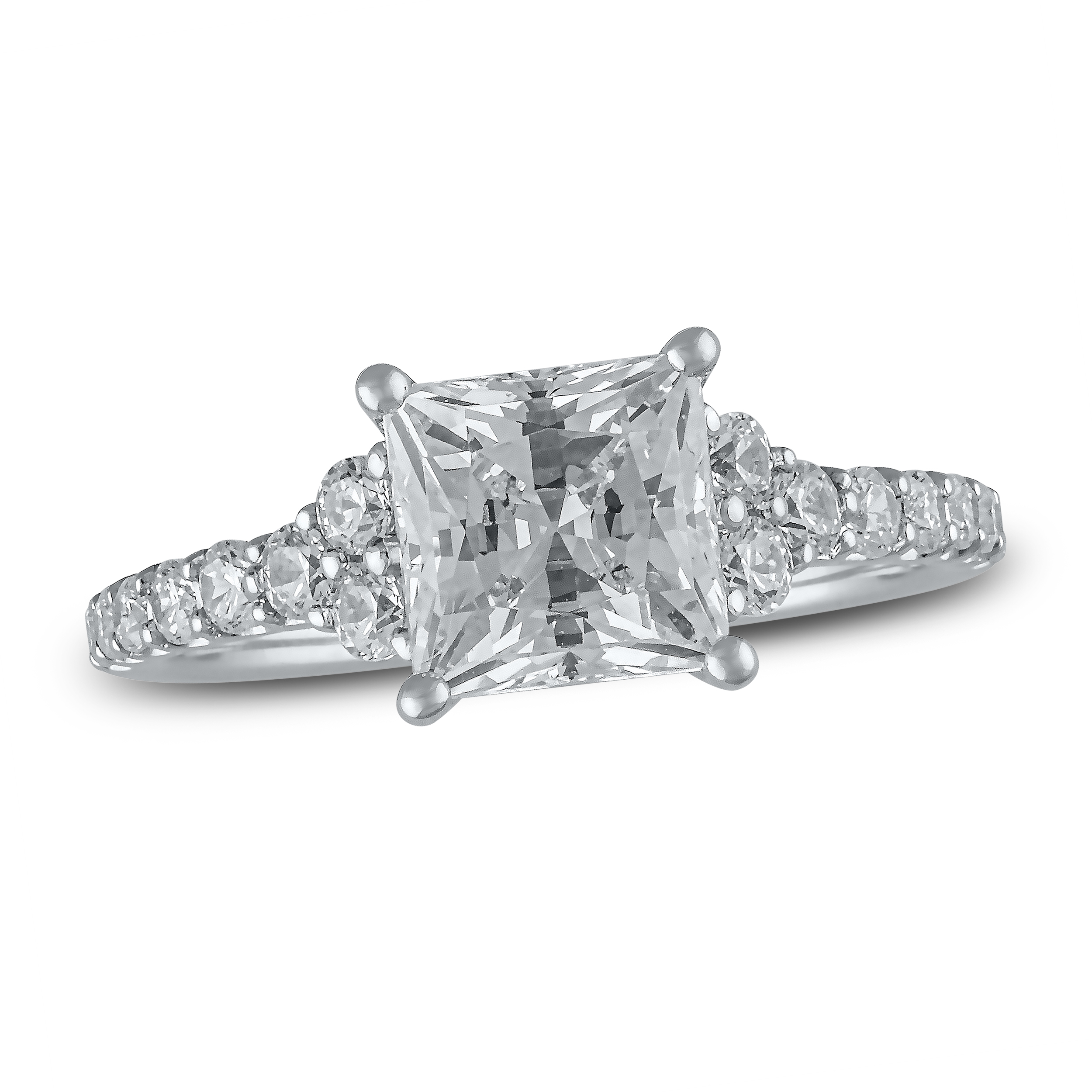 Thumbnail Image 1 of Lab-Grown Diamond Engagement Ring 2 ct tw Princess/Round 14K White Gold