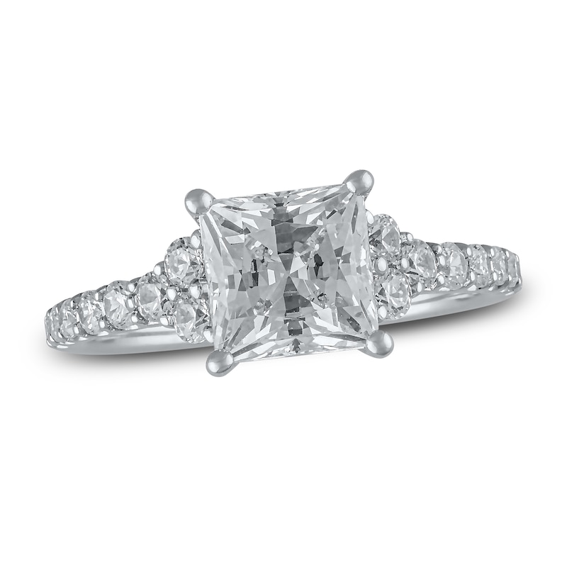 Main Image 1 of Lab-Grown Diamond Engagement Ring 2 ct tw Princess/Round 14K White Gold