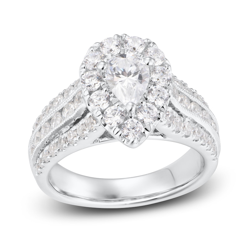 Diamond Engagement Ring 2-1/4 ct tw Pear-shaped/Round 14K White Gold