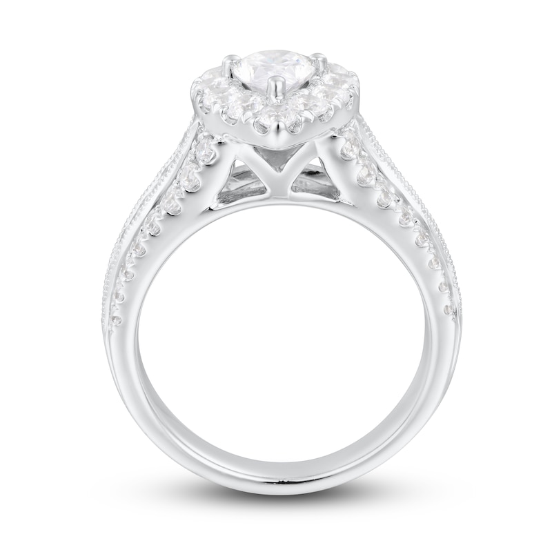 Diamond Engagement Ring 2-1/4 ct tw Pear-shaped/Round 14K White Gold