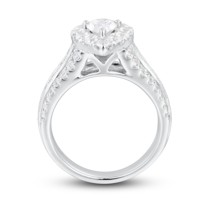 Main Image 3 of Diamond Engagement Ring 2-1/4 ct tw Pear-shaped/Round 14K White Gold