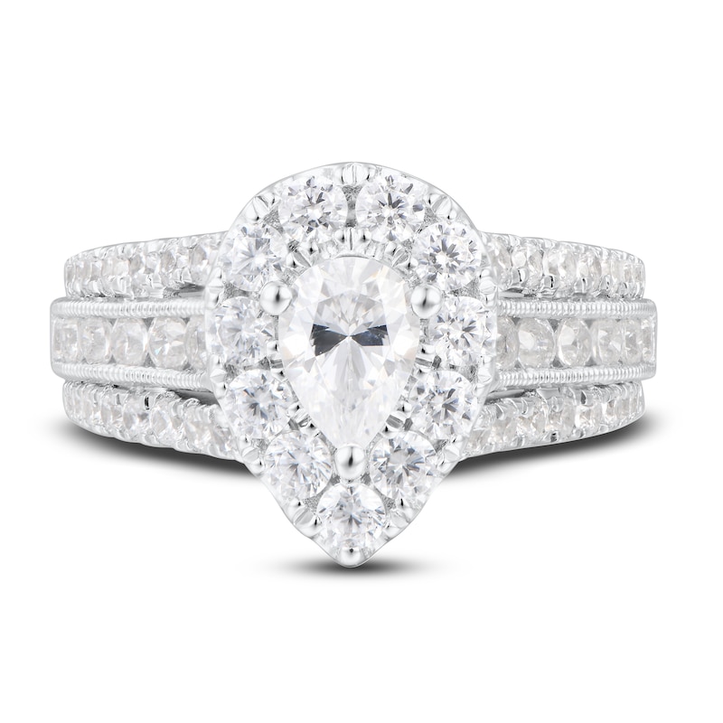 Main Image 4 of Diamond Engagement Ring 2-1/4 ct tw Pear-shaped/Round 14K White Gold