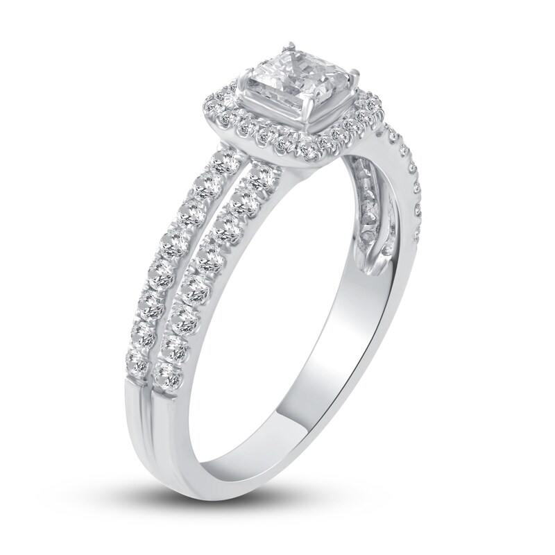 Main Image 2 of Diamond Engagement Ring 3/4 ct tw Princess/Round 14K White Gold