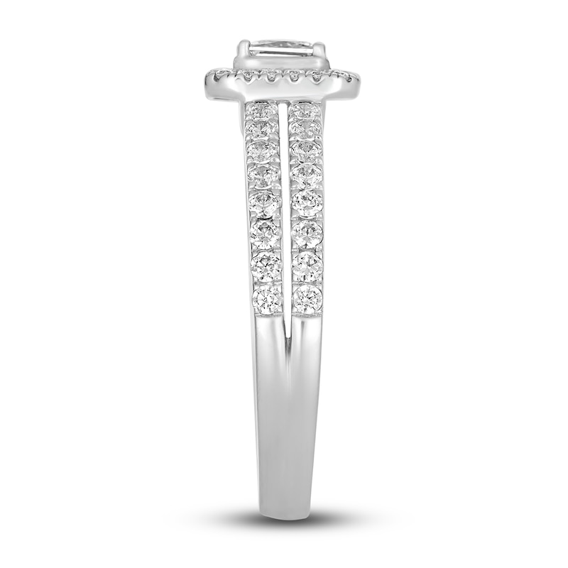 Main Image 3 of Diamond Engagement Ring 3/4 ct tw Princess/Round 14K White Gold