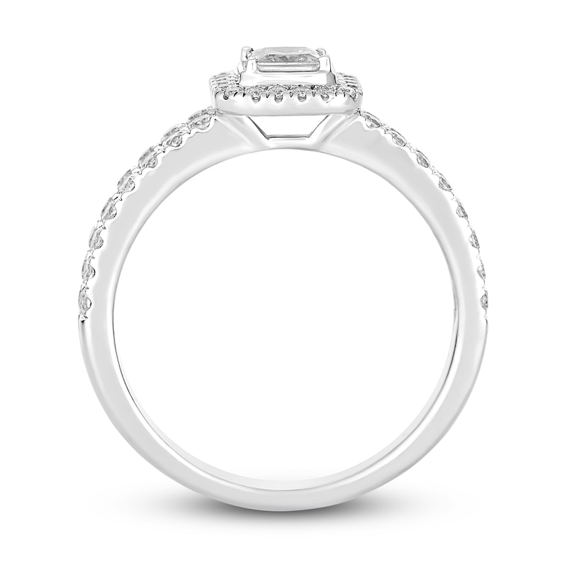 Main Image 4 of Diamond Engagement Ring 3/4 ct tw Princess/Round 14K White Gold