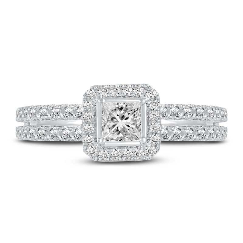 Main Image 5 of Diamond Engagement Ring 3/4 ct tw Princess/Round 14K White Gold