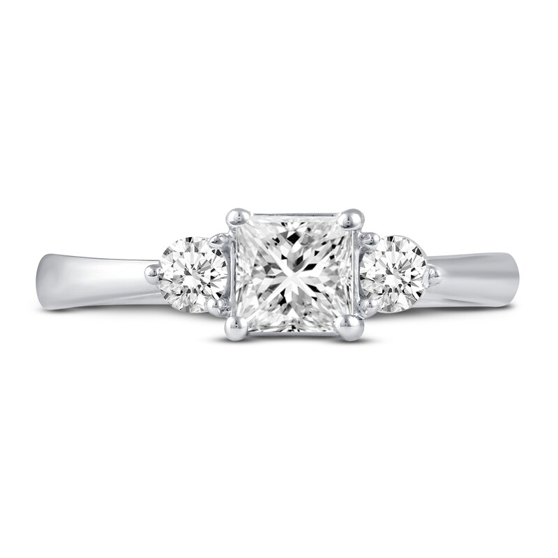 Main Image 5 of Diamond 3-Stone Engagement Ring 7/8 ct tw Princess/Round 14K White Gold