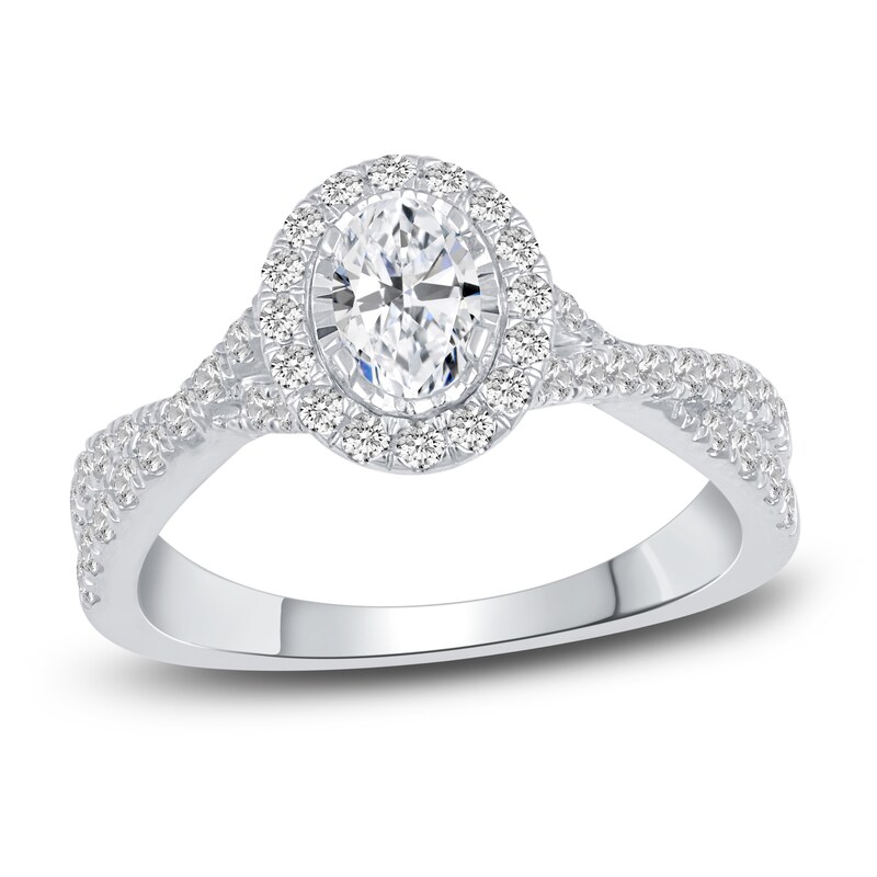 Main Image 1 of Diamond Engagement Ring 1 ct tw Oval/Round 14K White Gold