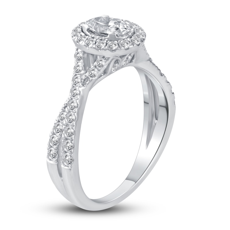 Main Image 2 of Diamond Engagement Ring 1 ct tw Oval/Round 14K White Gold
