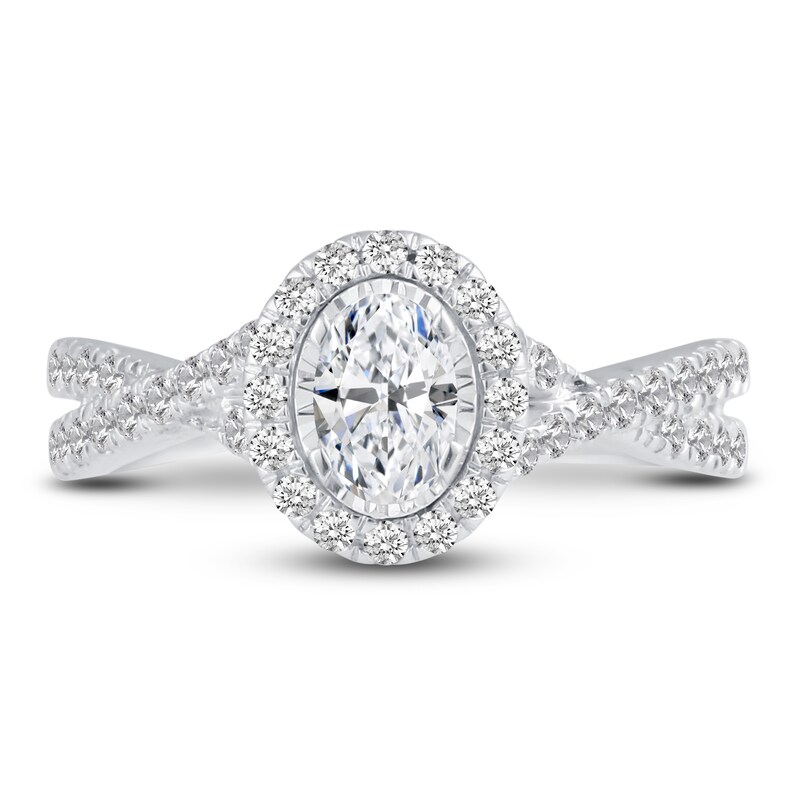 Main Image 3 of Diamond Engagement Ring 1 ct tw Oval/Round 14K White Gold