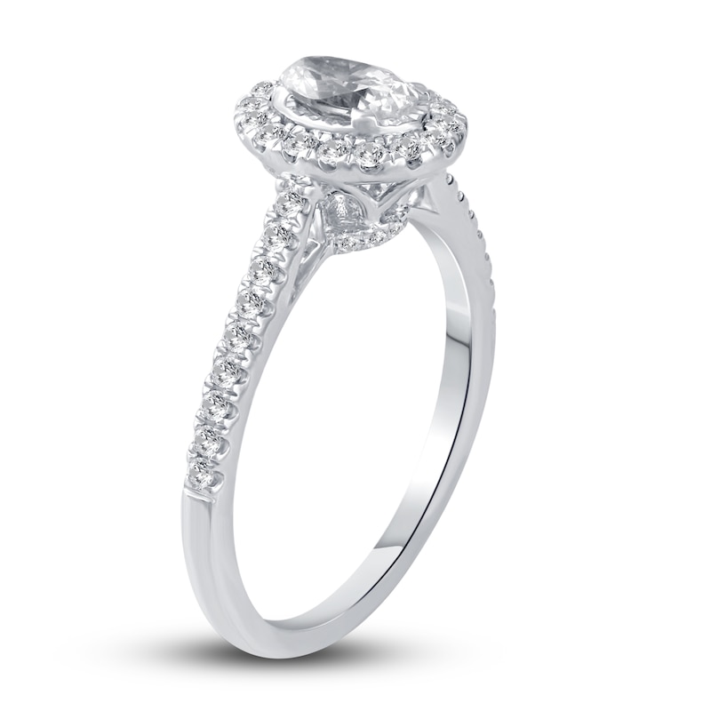 Main Image 2 of Diamond Engagement Ring 5/8 ct tw Ova/Round 14K White Gold