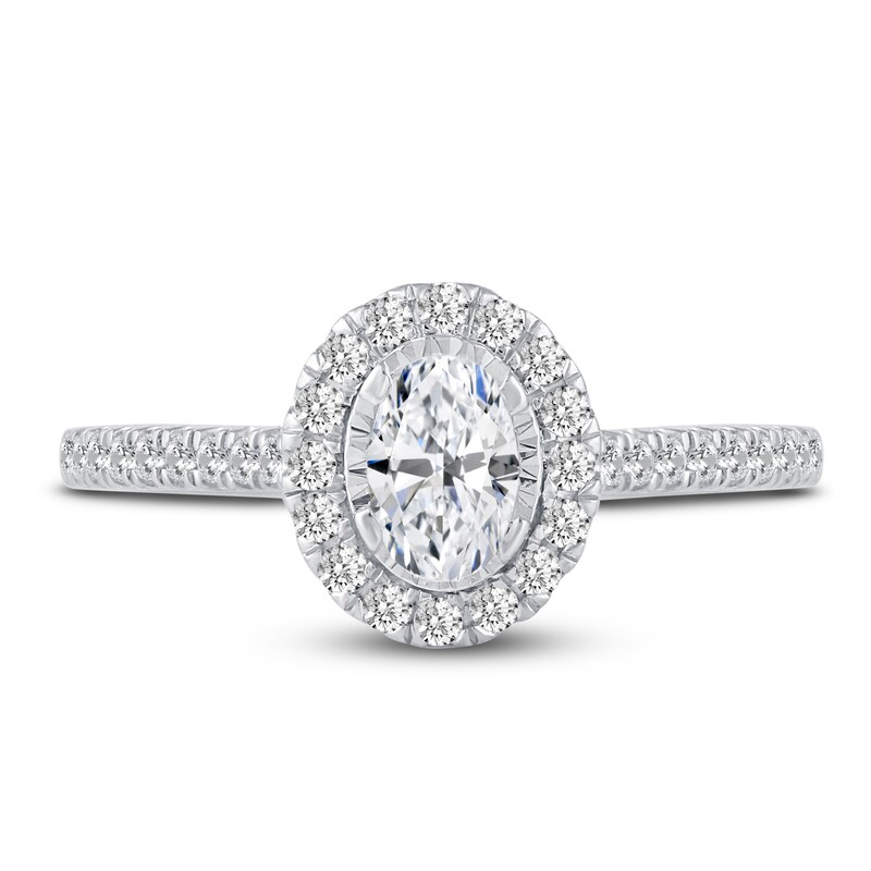 Main Image 3 of Diamond Engagement Ring 5/8 ct tw Ova/Round 14K White Gold