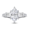 Thumbnail Image 2 of Diamond 3-Stone Engagement Ring 1-3/4 ct tw Marquise/Baguette 14K White Gold