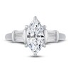 Thumbnail Image 3 of Diamond 3-Stone Engagement Ring 1-3/4 ct tw Marquise/Baguette 14K White Gold