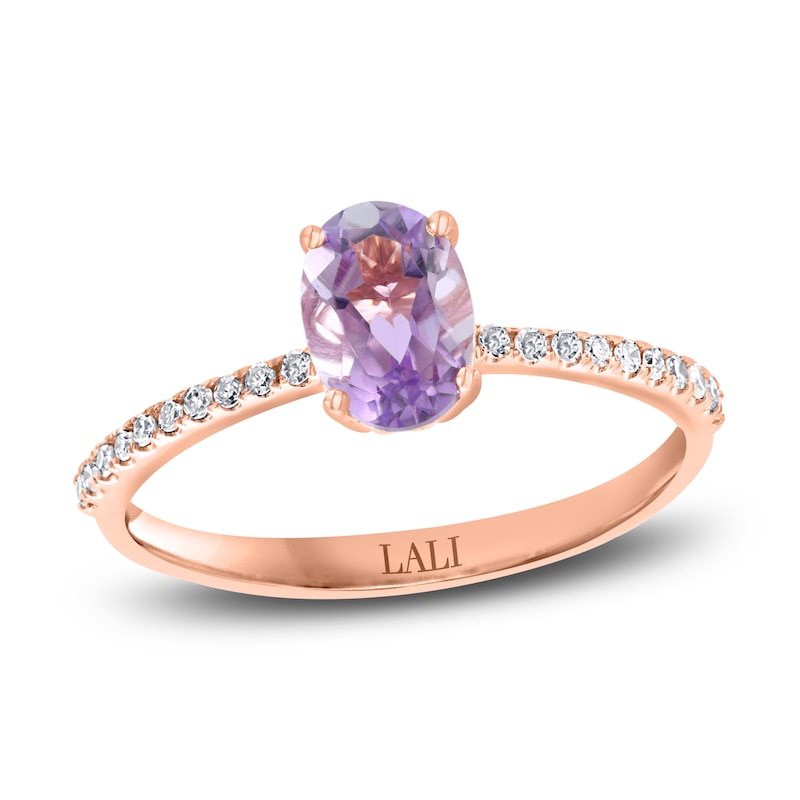 Main Image 1 of LALI Jewels Natural Amethyst Engagement Ring 1/10 ct tw Diamonds 14K Rose Gold