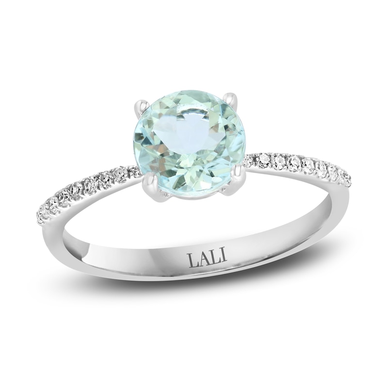 Main Image 1 of LALI Jewels Natural Aquamarine Engagement Ring 1/15 ct tw Diamonds 14K White Gold